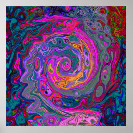 Retro Magenta, Grün und Orange Abstrakter Swirl Poster