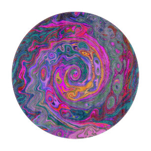 Retro Magenta, Grün und Orange Abstrakter Swirl Schneidebrett