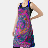 Retro Magenta, Grün und Orange Abstrakter Swirl Schürze (InSitu)
