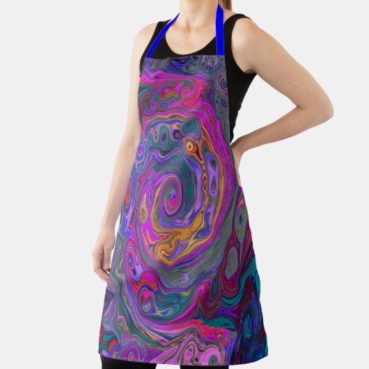 Retro Magenta, Grün und Orange Abstrakter Swirl Schürze (InSitu)