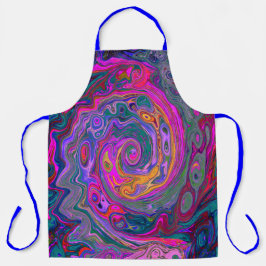 Retro Magenta, Grün und Orange Abstrakter Swirl Schürze