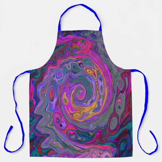 Retro Magenta, Grün und Orange Abstrakter Swirl Schürze (Vorderseite)