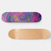Retro Magenta, Grün und Orange Abstrakter Swirl Skateboard (Horizontal)