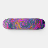 Retro Magenta, Grün und Orange Abstrakter Swirl Skateboard (Horizontal)