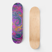 Retro Magenta, Grün und Orange Abstrakter Swirl Skateboard (Vorderseite)