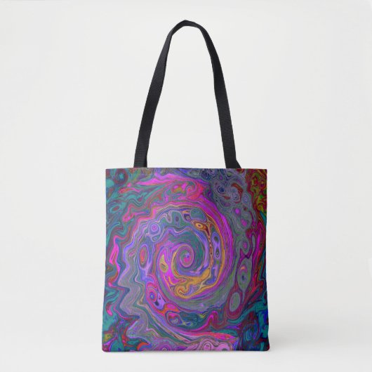 Retro Magenta, Grün und Orange Abstrakter Swirl Tasche (Vorderseite)