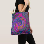Retro Magenta, Grün und Orange Abstrakter Swirl Tasche (Von Nahem)