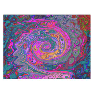 Retro Magenta, Grün und Orange Abstrakter Swirl Tischdecke