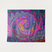 Retro Magenta, Grün und Orange Abstrakter Swirl Wandteppich (Vorderseite (Horizontal))