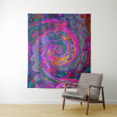 Retro Magenta, Grün und Orange Abstrakter Swirl Wandteppich (Beispiel)