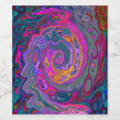 Retro Magenta, Grün und Orange Abstrakter Swirl Weinetikett (Einzelnes Label)