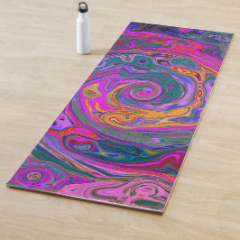 Retro Magenta, Grün und Orange Abstrakter Swirl Yogamatte