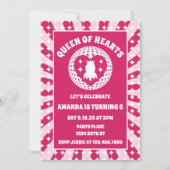 Retro Magenta Königin des Herzens Geburtstag Einladung (Vorderseite)