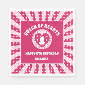 Retro Magenta Königin des Herzens Geburtstag Serviette (Vorderseite)