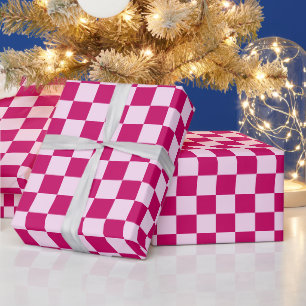Retro Magenta Pink Tartan Karo Weihnachten Geschenkpapier