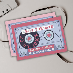 Retro Magenta Rosa Kassette Save The Date