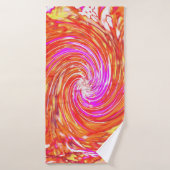 Retro Magenta und Herbstfarben Blumenwirbel Badehandtuch (Badehandtuch)