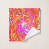 Retro Magenta und Herbstfarben Blumenwirbel Badhandtuch Set (Waschlappen)