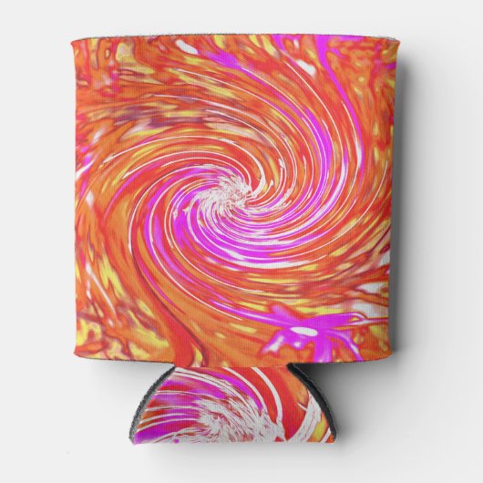 Retro Magenta und Herbstfarben Blumenwirbel Dosenkühler (Vorderseite)