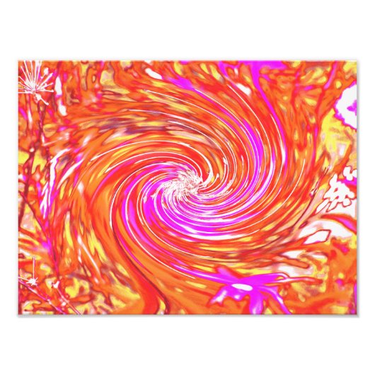 Retro Magenta und Herbstfarben Blumenwirbel Fotodruck (Vorne)