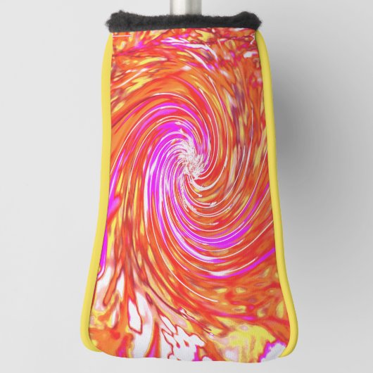 Retro Magenta und Herbstfarben Blumenwirbel Golf Headcover (Rotieren 90)