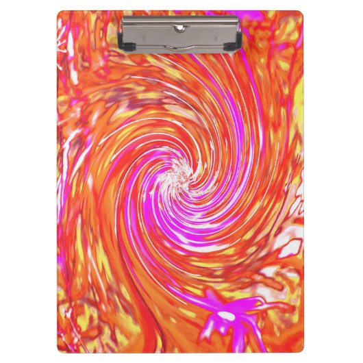 Retro Magenta und Herbstfarben Blumenwirbel Klemmbrett (Vorderseite)