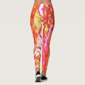 Retro Magenta und Herbstfarben Blumenwirbel Leggings (Rückseite)