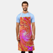 Retro Magenta und Herbstfarben Blumenwirbel Schürze (Getragen)