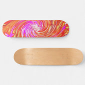 Retro Magenta und Herbstfarben Blumenwirbel Skateboard (Horizontal)