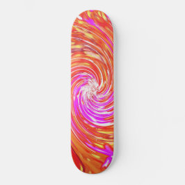 Retro Magenta und Herbstfarben Blumenwirbel Skateboard