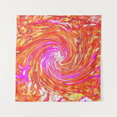 Retro Magenta und Herbstfarben Blumenwirbel Wandteppich (Vorderseite (Horizontal))