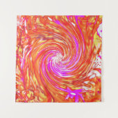 Retro Magenta und Herbstfarben Blumenwirbel Wandteppich (Vorderseite)