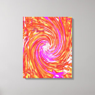 Retro Magenta und Herbstfarben Floral Swirl Leinwanddruck