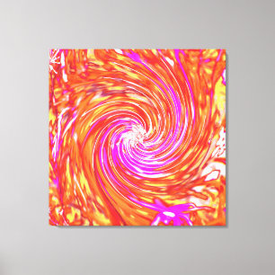 Retro Magenta und Herbstfarben Floral Swirl Leinwanddruck