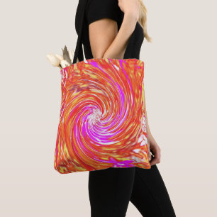Retro Magenta und Herbstfarben Floral Swirl Tasche