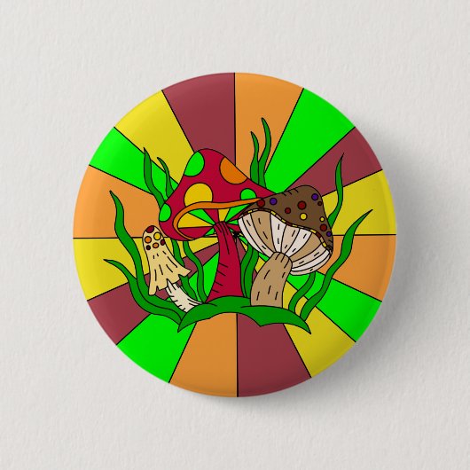Retro Magic Mushrooms Button (Vorderseite)
