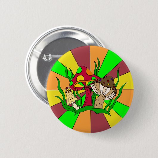 Retro Magic Mushrooms Button (Vorne & Hinten)
