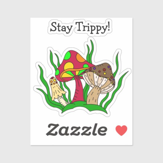 Retro Magic Mushrooms Handgezeichnete Kunst Aufkleber (Blatt)