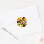 Retro Magic Mushrooms Handgezeichnete Kunst Runder Aufkleber (Umschlag)