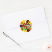 Retro Magic Mushrooms Handgezeichnete Kunst Runder Aufkleber (Umschlag)