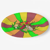 Retro Magic Mushrooms Pappteller (Schrägansicht)