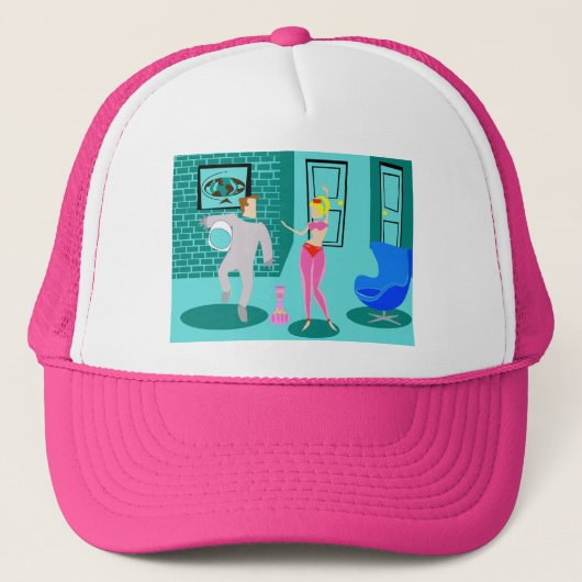 Retro Magical Genie Trucker Hat Truckerkappe (Vorderseite)