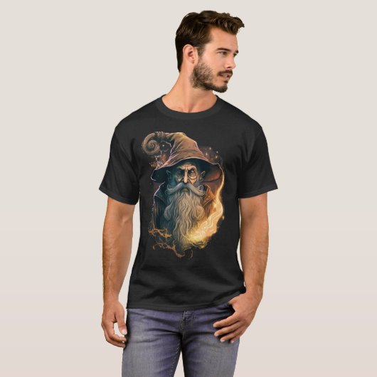 Retro Magical Wizard Fantasy T-Shirt (Vorne ganz)