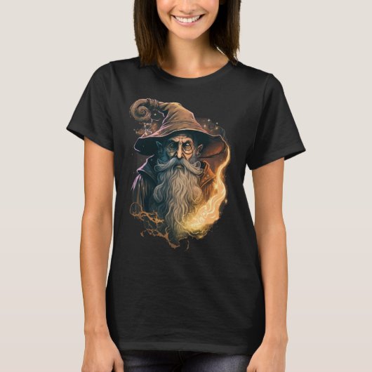 Retro Magical Wizard Fantasy T-Shirt (Vorderseite)