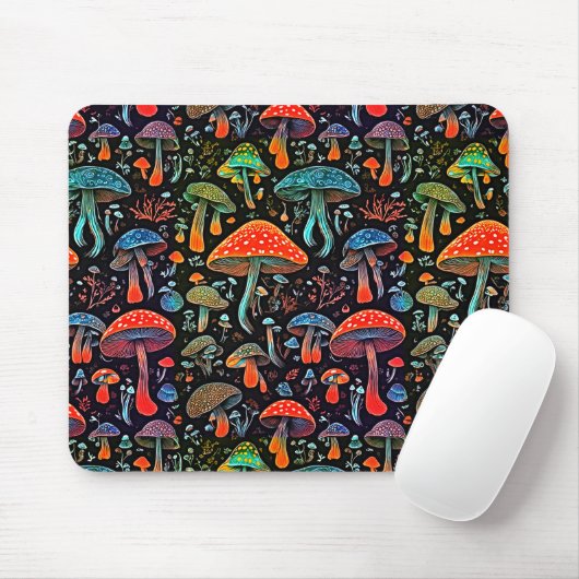 Retro Magie - Nahtloses Pilz Mousepad (Mit Mouse)