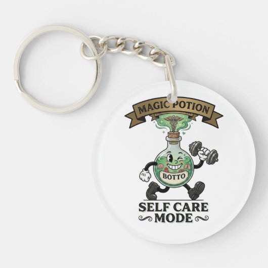 Retro-Magie-Trank Selbstfürsorge-Modus Fitness-Ges Schlüsselanhänger (Vorderseite)