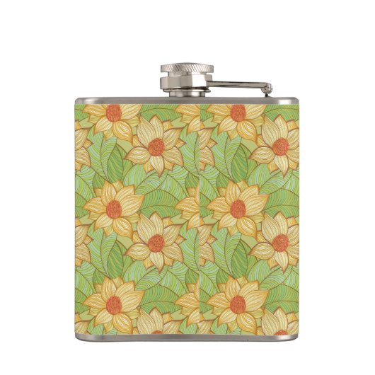 Retro-Magnolia-Muster Flachmann (Rückseite)