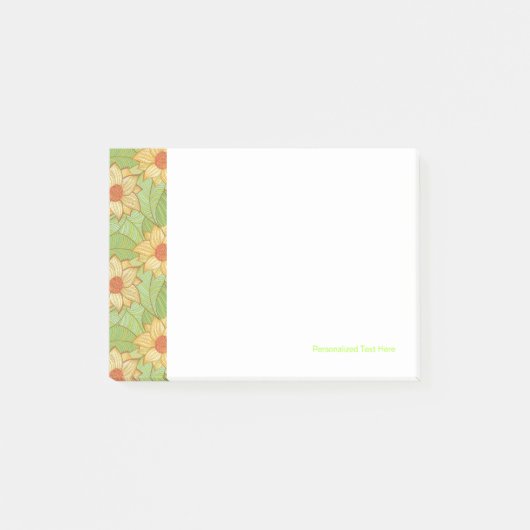 Retro-Magnolia-Muster Post-it Klebezettel (Vorderseite)