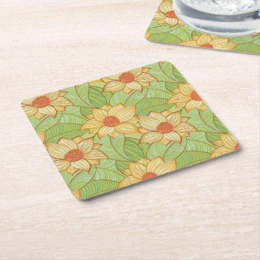 Retro-Magnolia-Muster Rechteckiger Pappuntersetzer (angewinkelt)