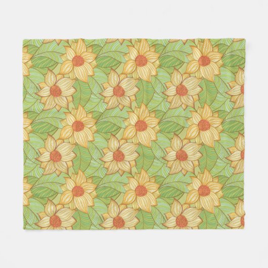 Retro Magnolien-Muster Fleecedecke (Vorderseite (Horizontal))